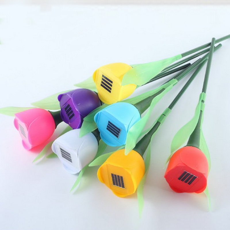 jardin extérieur jardin énergie solaire lampe à LED clignotant Romance tulipe forme lumière pelouse décoration lumières extérieures HR