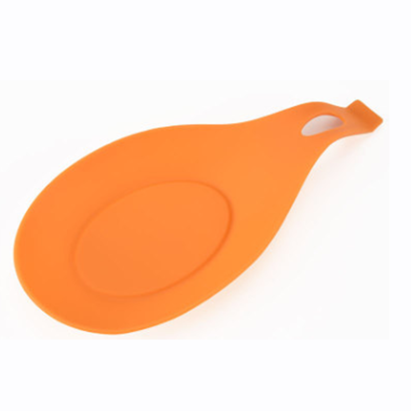 Mad silikone køkkenudstyr silikone ske pad høj temperatur resistente ske pad suppe ske pad ske holder værktøj ske hvile: Orange