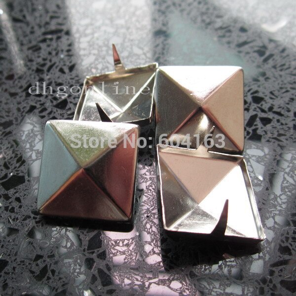 100pcs Pyramid Studs – 1/2 Inch Steel – Two Prong – Punk Biker Shoes Leather Craft