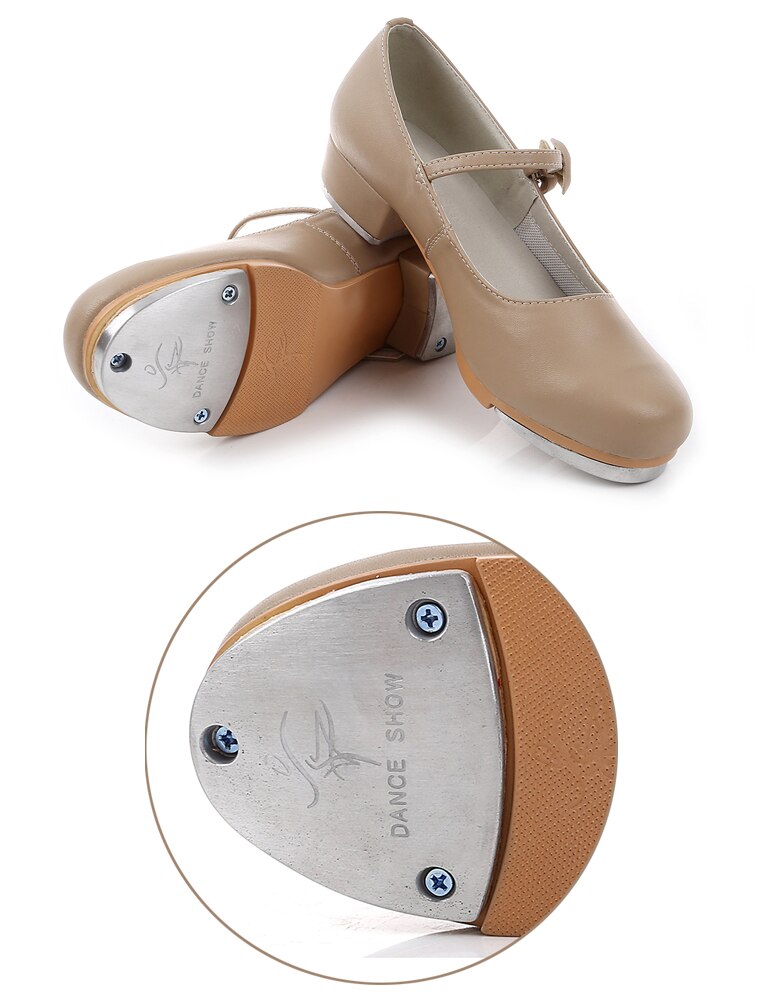 Chaussures de danse à talons bas en T pour filles, en cuir verni, noir, Jazz Step Dance, sabots, taille 23-42
