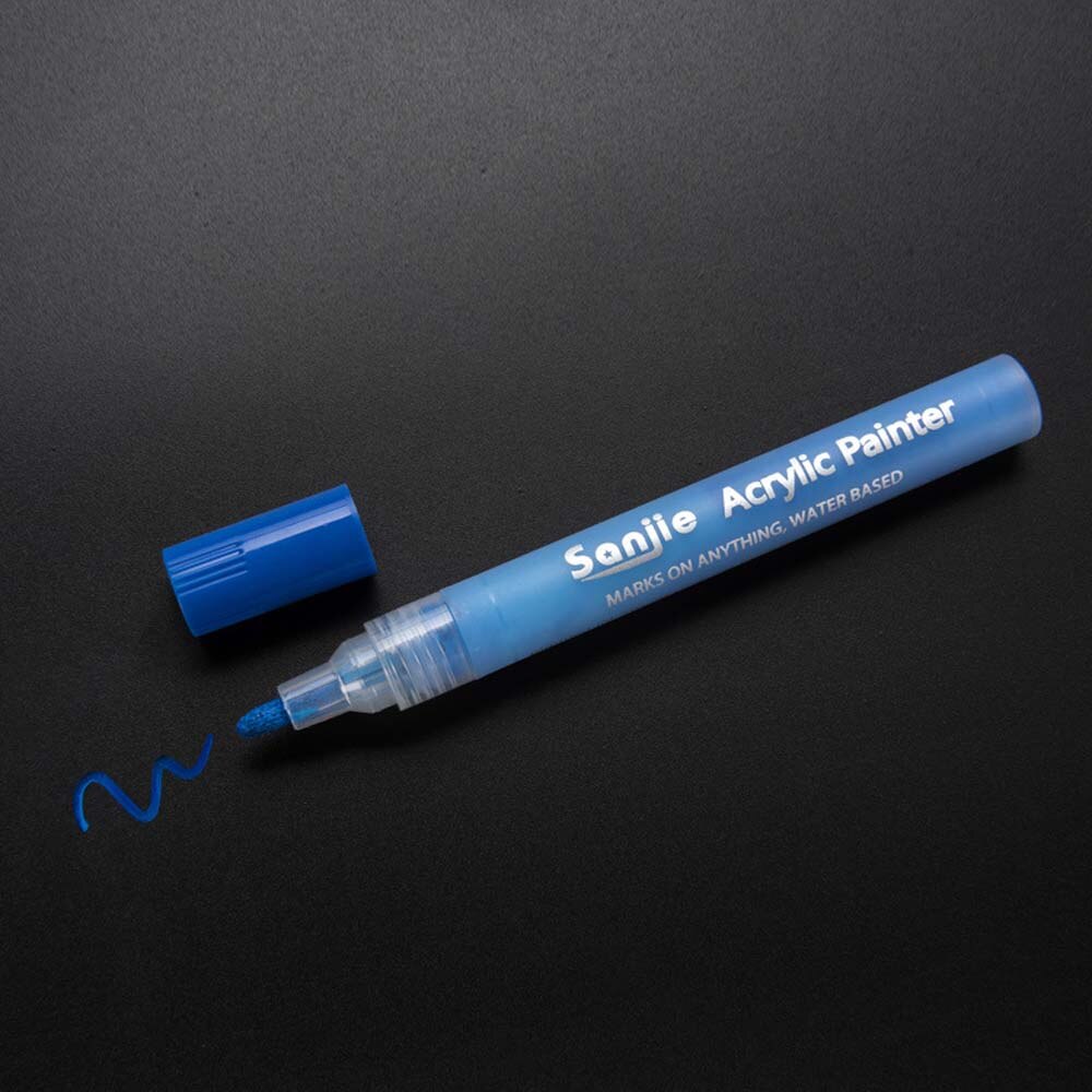 12 Colors Permanent Acrylic Paint Marker Pens For Ceramic Rock Glass Wood Fabric Canvas DIY Painting Office School Supplies: blue