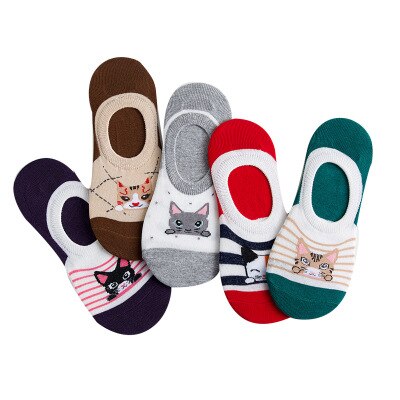 10 pieces = 5 pairs/lot Women&#39;s Invisible Socks Summer Cute Harajuku Animal Sock Cat Bear Rabbit Funny Low Cut Ankle Happy Socks: 17