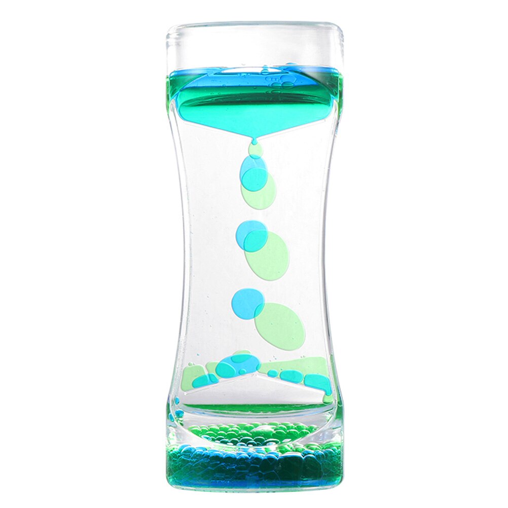 Sablier à bulles , Action liquide, minuterie, décoration de bureau, artisanat d&#39;art pour la maison: Blue Green
