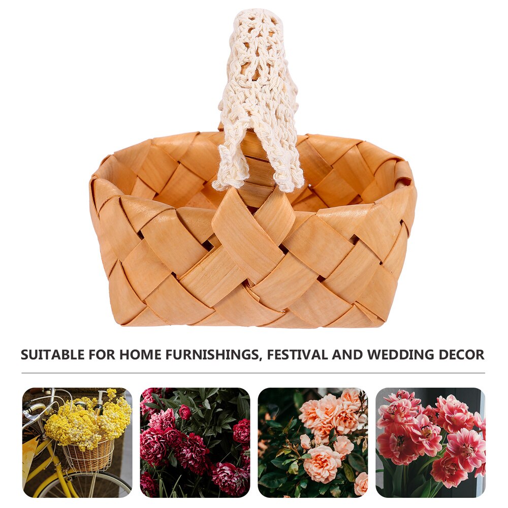 1pc Exquisite Flower Baskets Flower Arrangement Container Lace Handle Basket