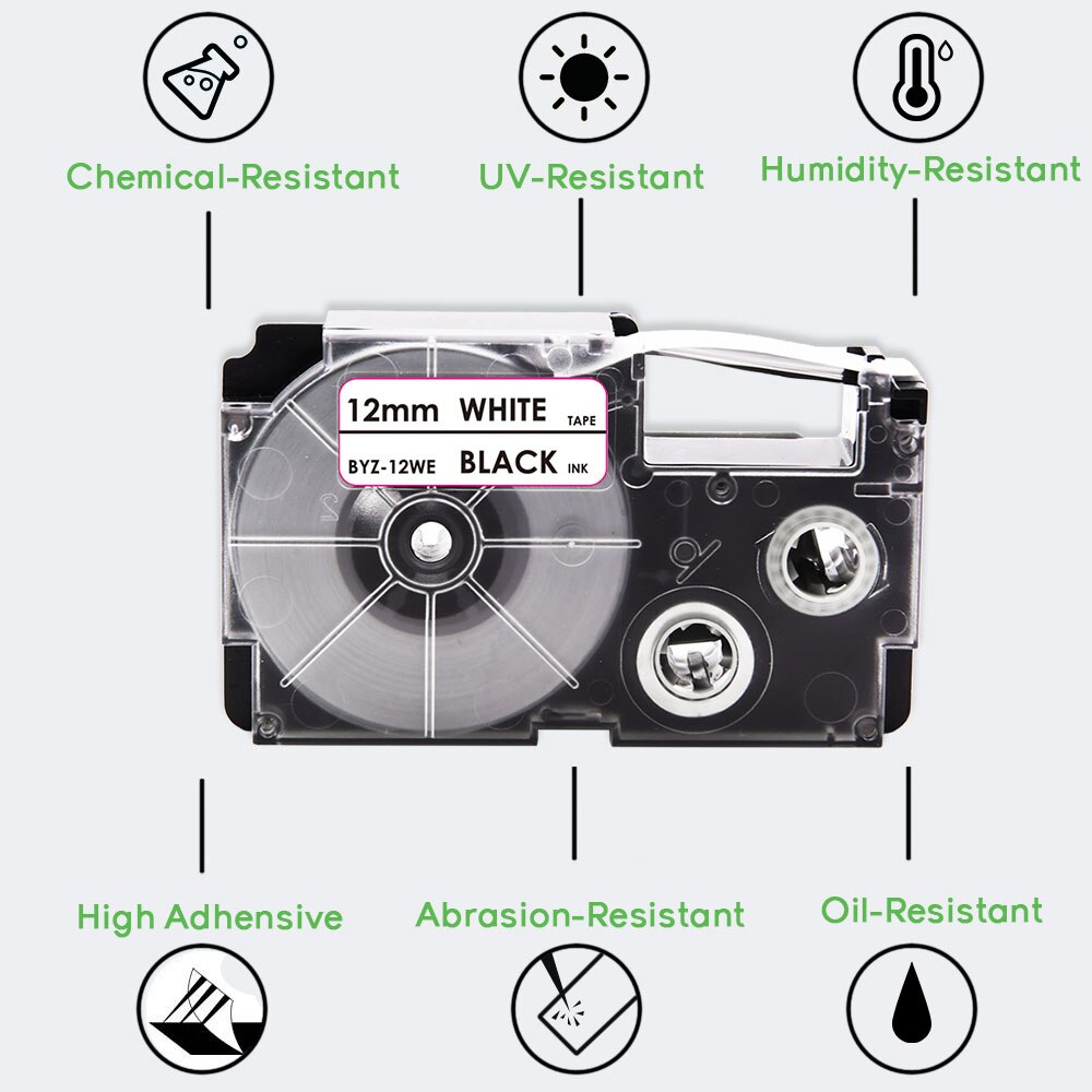 16 Colors XR-18X XR-18WE Labels For CASIO 18mm XR-18X XR-18YW Tape Label Cartridges For CASIO KL-130 KL-120 KL-430 Label Maker