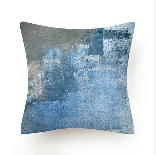 45X45cm bleu sarcelle impression feuilles vertes Polyester taie d'oreiller taille doux fibre coussin canapé voiture housse de coussin maison taie d'oreiller: 3