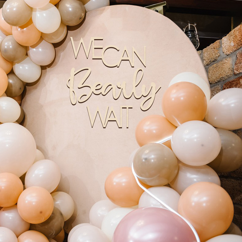 YOMDID We Can Bear Wait Baby Shower decorativo Letter Sign Banner Hanging Gender Reveal segno in legno Hanging Birthday Party puntelli