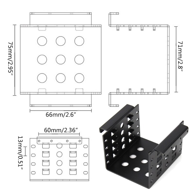Aluminium Alloy Hard Disk Bay For Placing 4-Layer 2.5-Inch HDD/SSD Hard Disk Chassis Hard Disk Bay Black