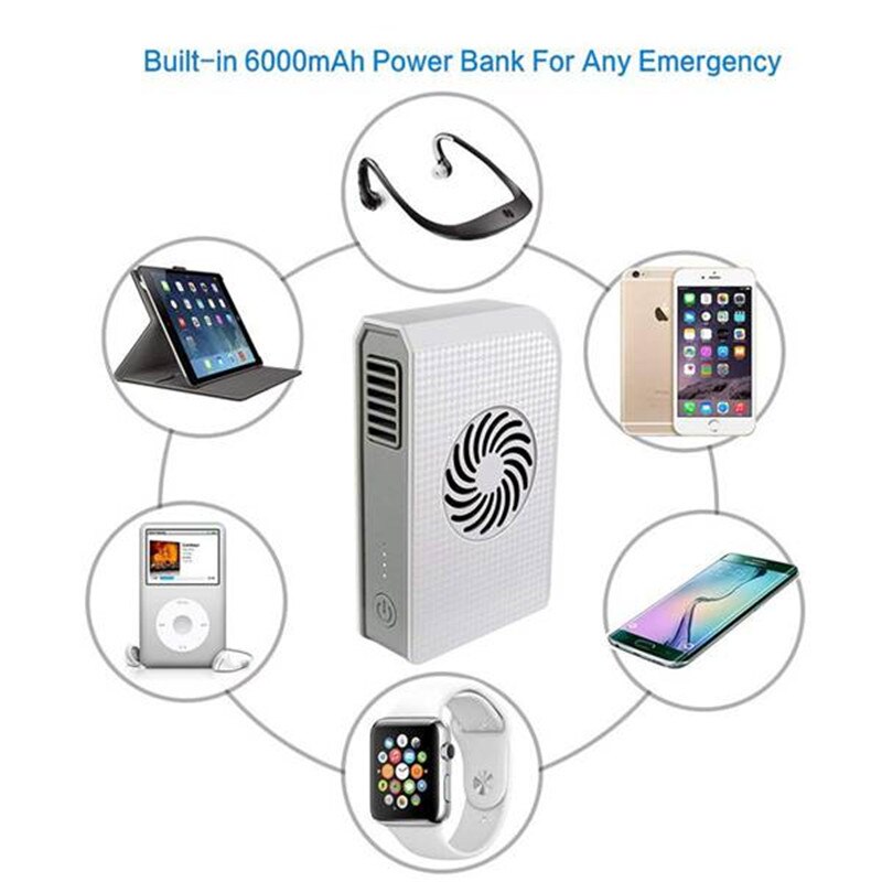 Pequeño ventilador Personal con Banco de energía de 6000mAh Mini ventilador de escritorio USB portátil con cargador portátil mejor uso en la oficina de la Escuela de viaje