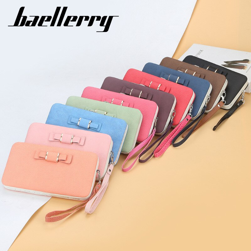 Baellerry Wallet Women Metal Frame Snap Button Coin Purse Mobile Phone Bag Bow Female Bag Good Support Name Engraving