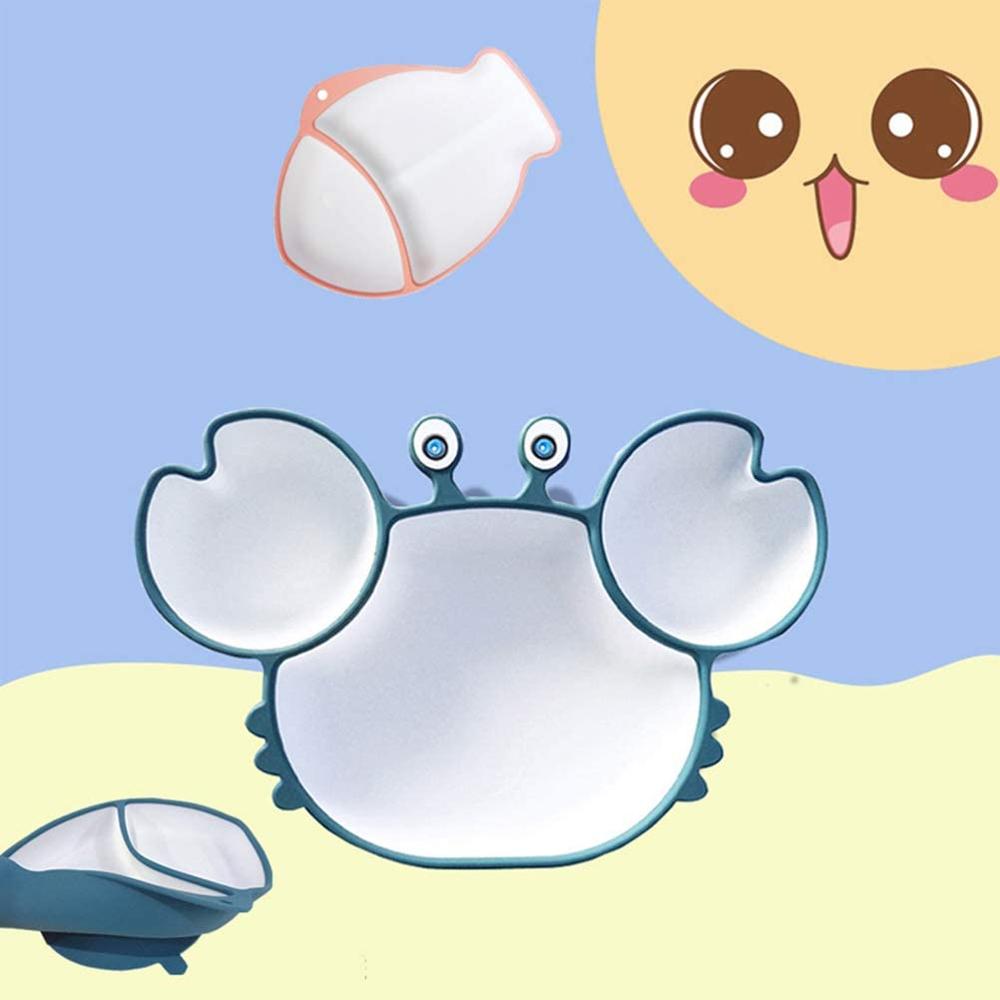 Assiette en Silicone pour enfants, bol en forme de crabe, dessin animé, alimentation pour bébé, vaisselle pour enfants