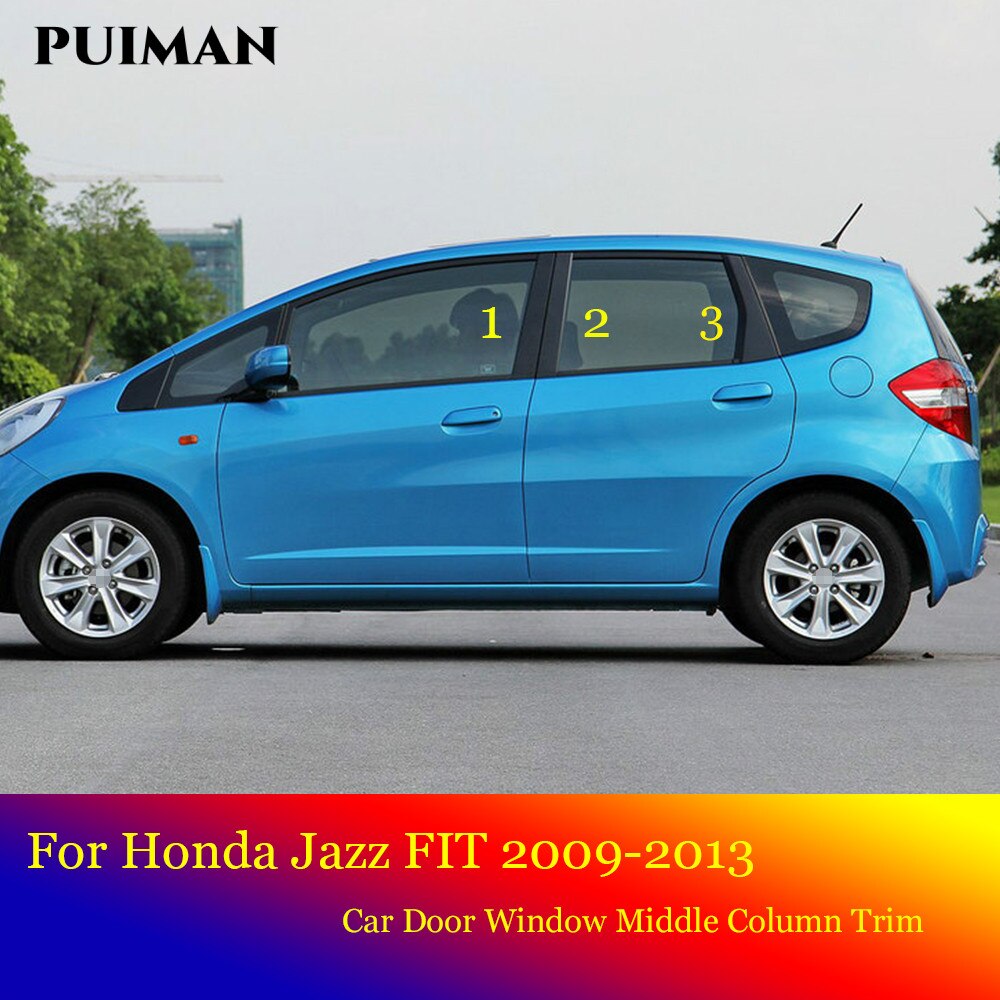 For Honda Jazz FIT Accessories Car Door Window Middle Column Trim Protection PC Black Strip