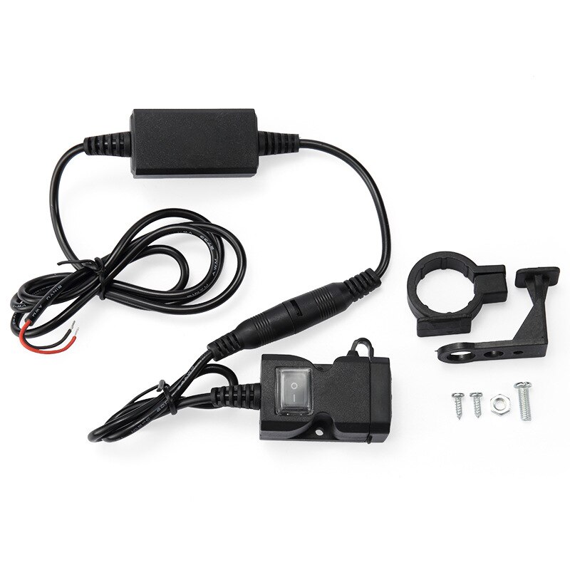 Motorcycle USB Socket for Phone GPS Motorbike Handlebar Charger 5V 1A/2.1A Adapter Power Supply Socket Waterproof Dual USB Port