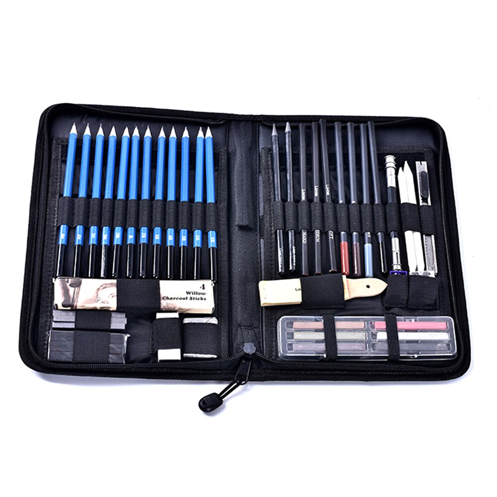 48Pcs/Set Portable Sketch Drawing Pencils Kit With Graphite Charcoal Pen