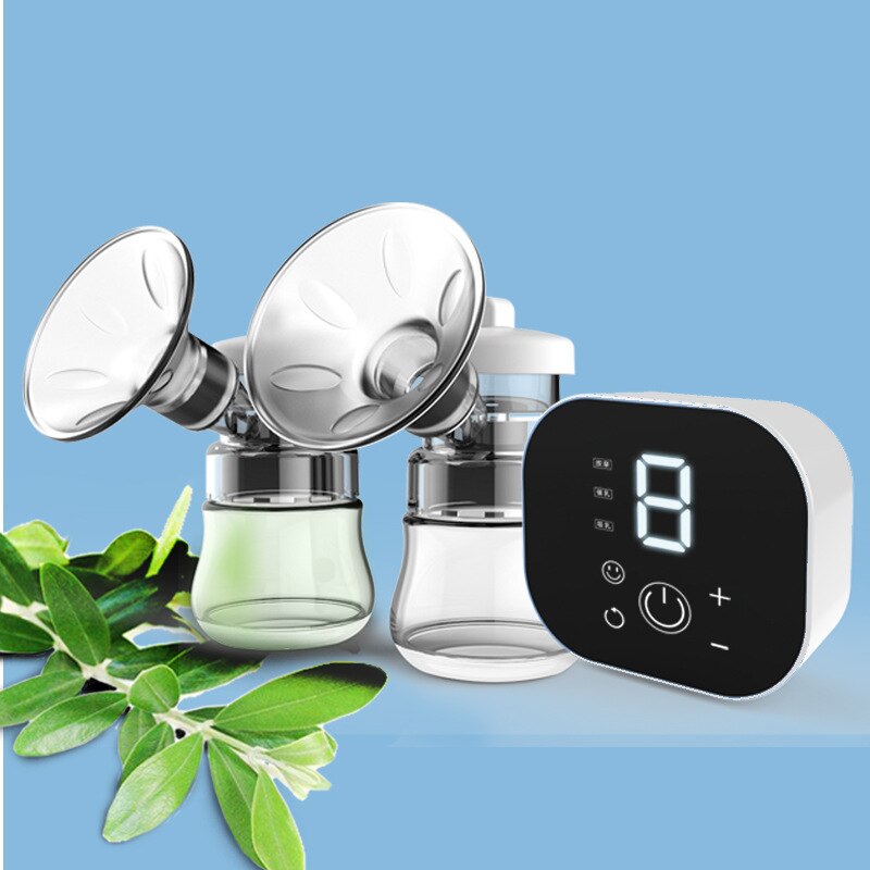 Draagbare elektrische borstkolf, bilateraal, grote zuigkracht, demping, automatische machine, postpartum massage, borstvoeding, kolven, blauw
