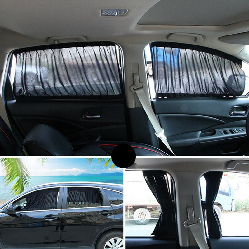 Auto Raam Aluminium Krimpbare Windowshade Gordijn Auto Side Window Zonneschermen UV Bescherming 50 S/L Auto Rear Voorruit Zon blok: 50L-black