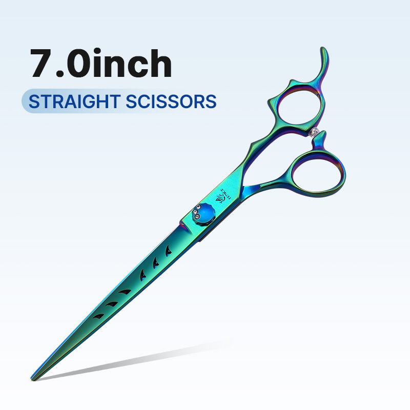 Fenice 7.0/7.5 inch JP440C Green Pet Grooming Scissors Shears Cutting&Curved&Thinner Set Kit for Dog Trimming Tools: Dark Brown