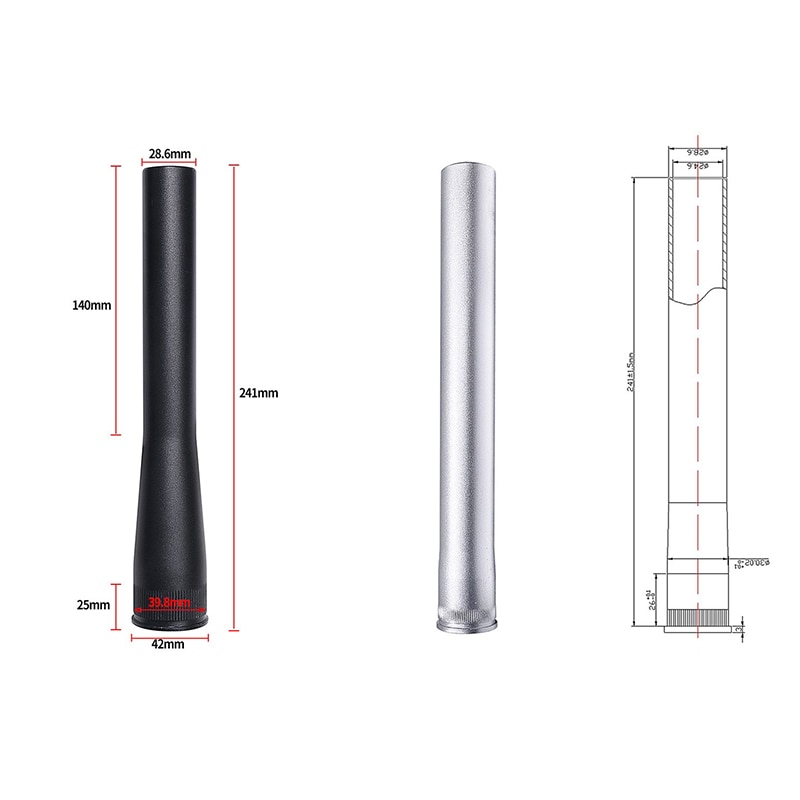 Tube de fourche avant de vélo, Tube d&#39;extension de direction conique pour vtt, 28.6x39.8x240mm, accessoires de bicyclette