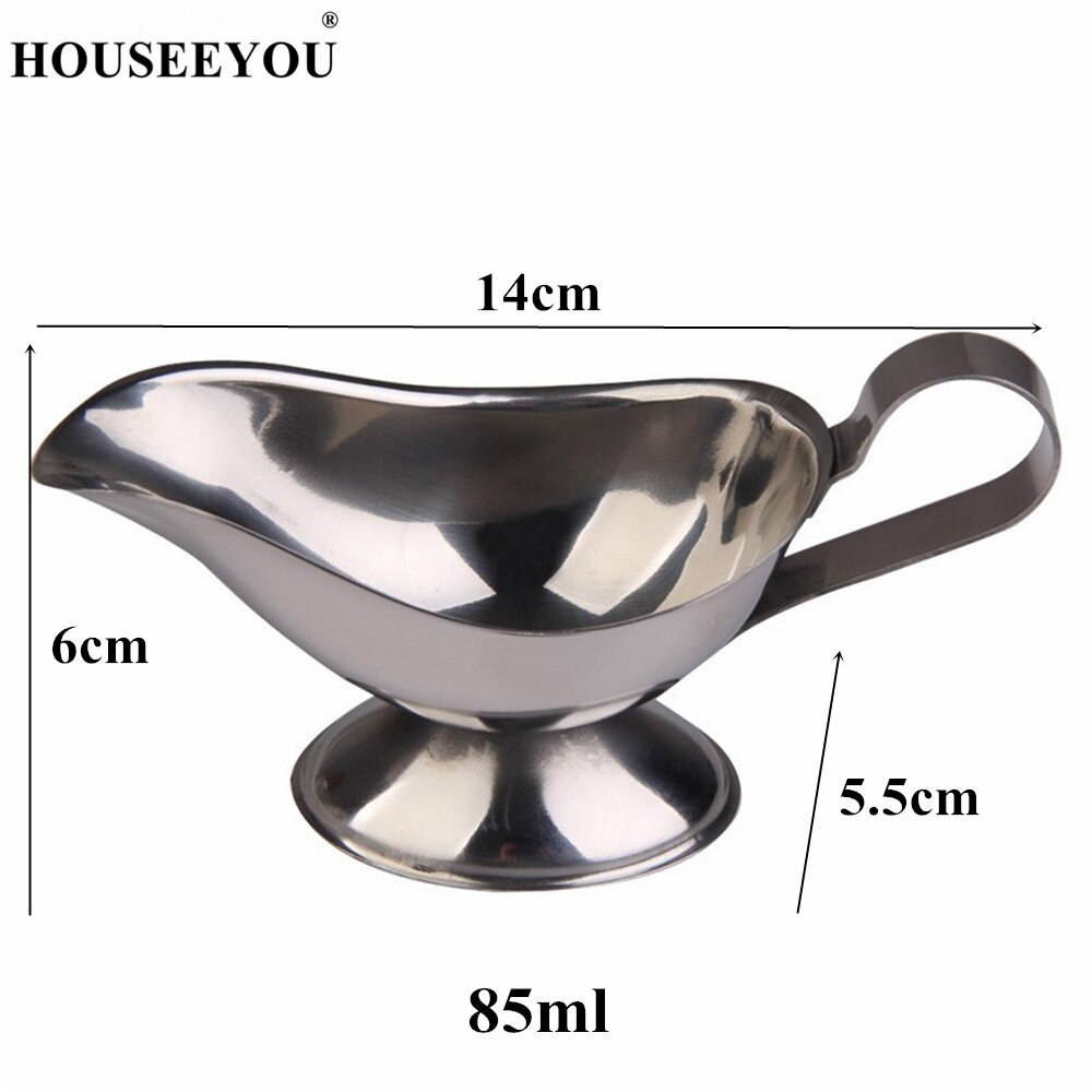 Classic 304 Stainless Steel Gravy Boats Beefsteak Gravy Sauce Boat Container Plate Tableware Seasoning Kitchen Tools Gadgets