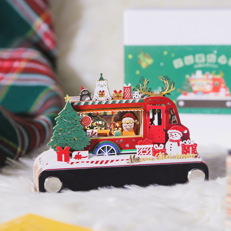 Notizblock als Weihnachtsgeschenk – Schreibtischkalender 2026 mit Abreißblättern und LED-Licht, mit 3D-Papierschnitzkunst