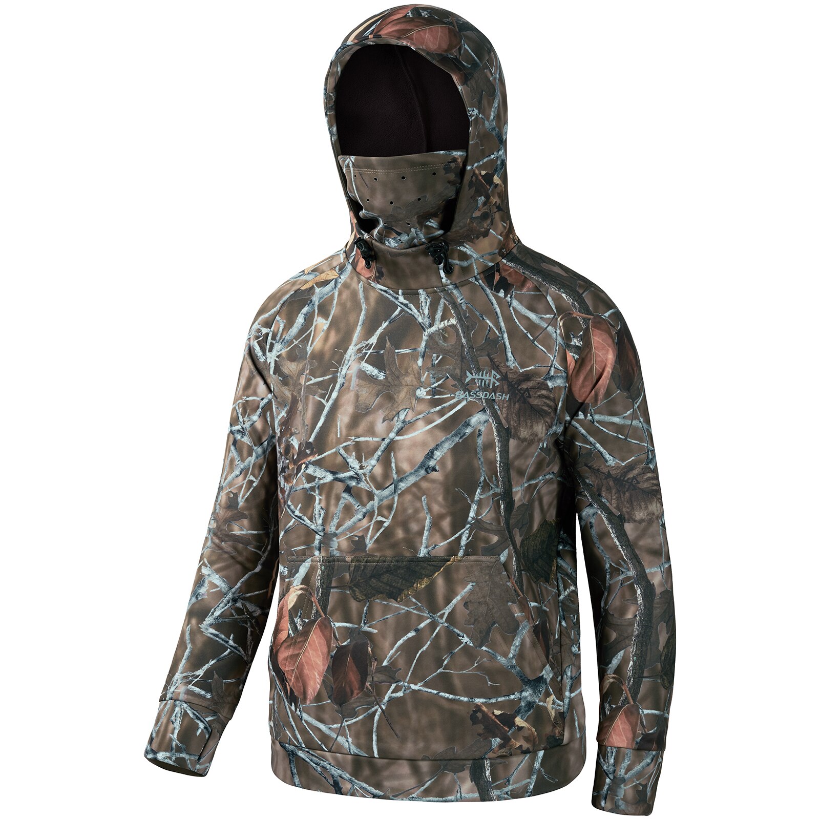 Bassdash Youth Fishing Fleece Hoodie with Mask Water Resistant Kids’ Performance Sweatshirt FS18Y: Autumn Forest / X-Large