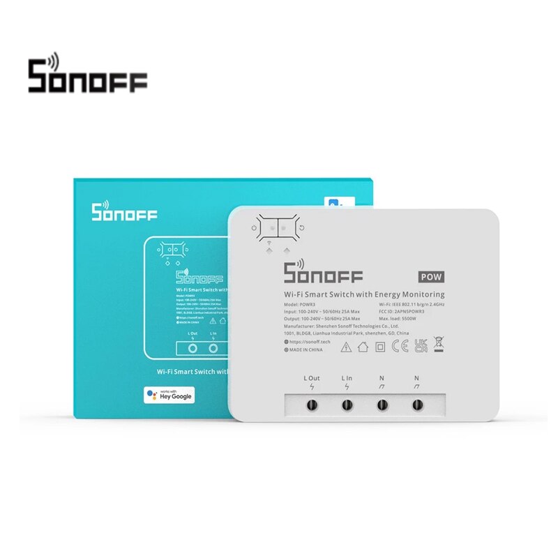 SONOFF POW R3 25A Power Metering WiFi Smart Switch Overload Protection Energy Saving Track on eWeLink Support Alexa Google Home: Default Title