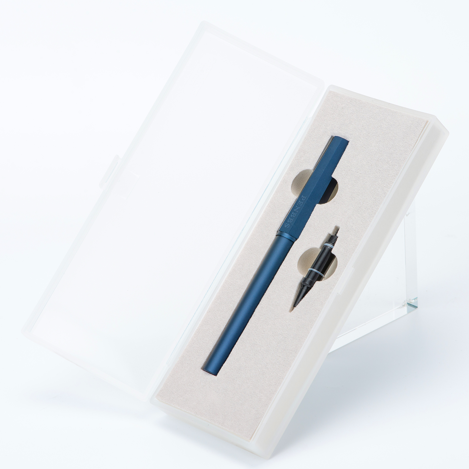 Penbbs 350 Fountain Pen Aluminum Alloy Anode Octagonal Fine Nib Ink Pen with Case Writing Set for Office Business: Blue with Box