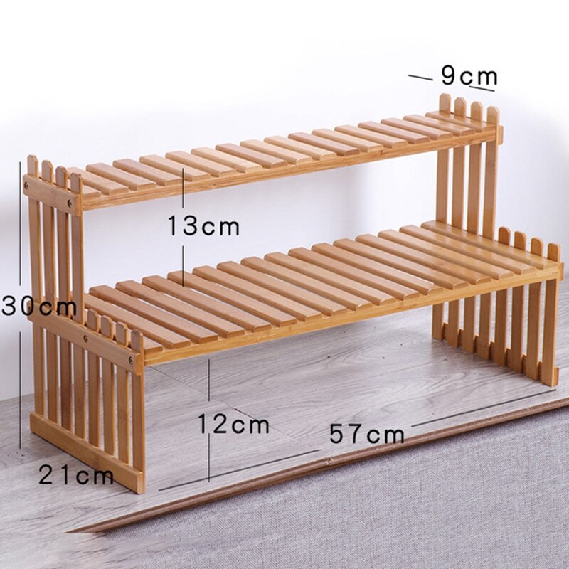 Office Desktop Storage Rack Bamboo Flower Display Stand Plant Shelves Decorative Storage Shelf for Study