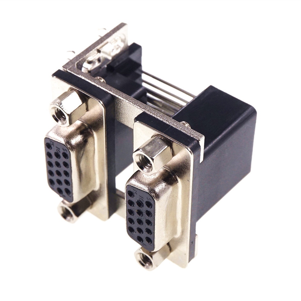 10 stk dual port d-sub stik vga stik stik 15 pin hun stik 2 porte retvinklet gennemgående hul