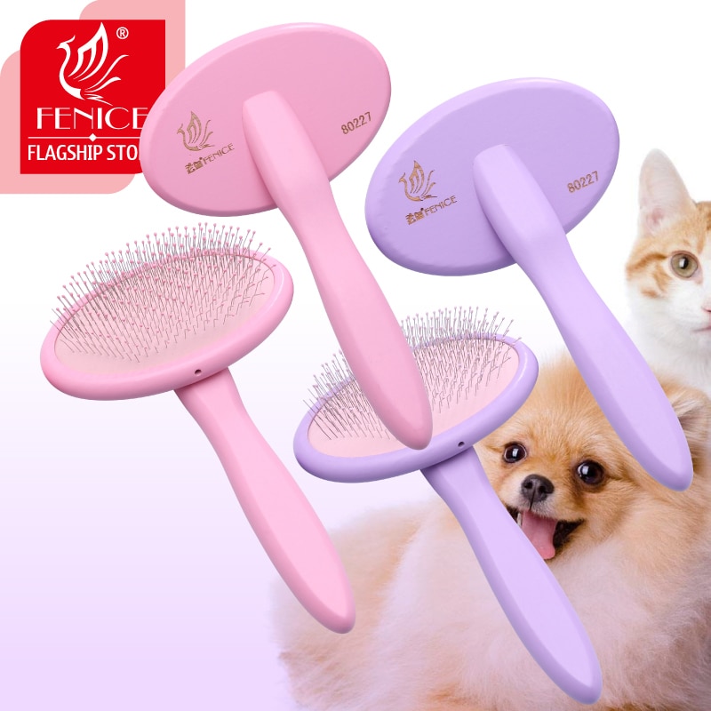 Fenice Hond/Kat Grooming Brush Houten Hond Borstel Shampoo Tool Voor Pet Schoonheid En Massage Zachte Pad Huisdier Bad borstel Kam