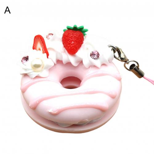 LLavero de simulación de pastel de fresa, colgante, correa de teléfono móvil, accesorios de bolsa: A