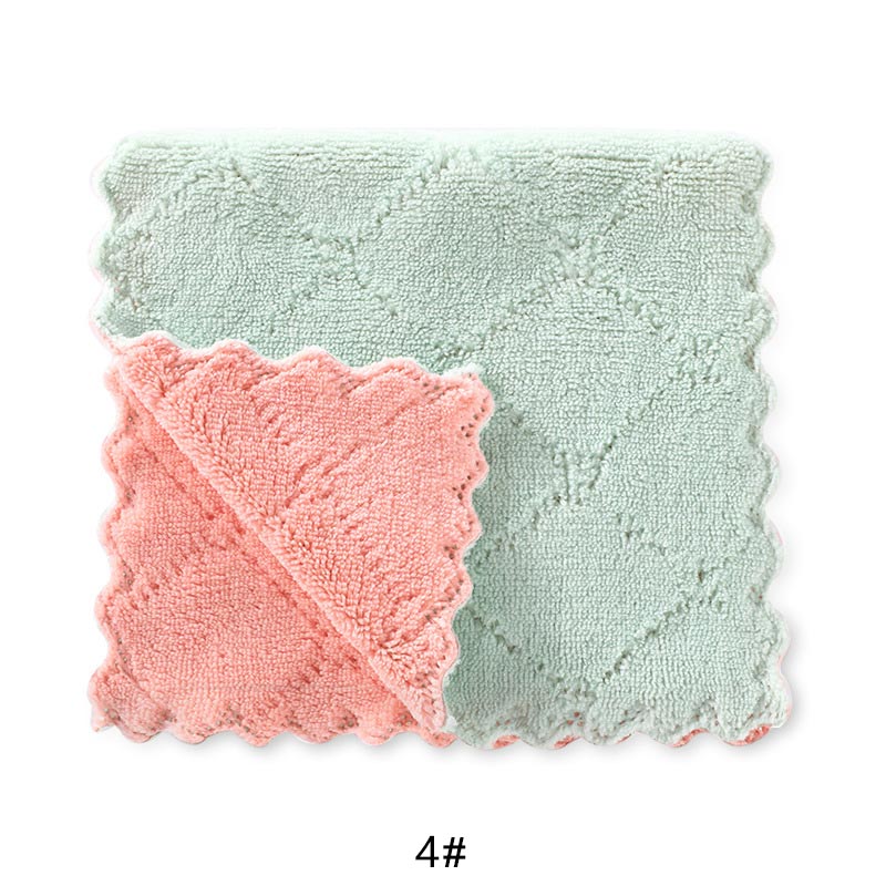OACM 4 pçs/set Absorvente de Microfibra Toalhas de Prato Para A Cozinha Mais Grosso Micro Fibra Limpeza Limpar Mesa Casa Pano do Pó TJ1756: 4 green-pink