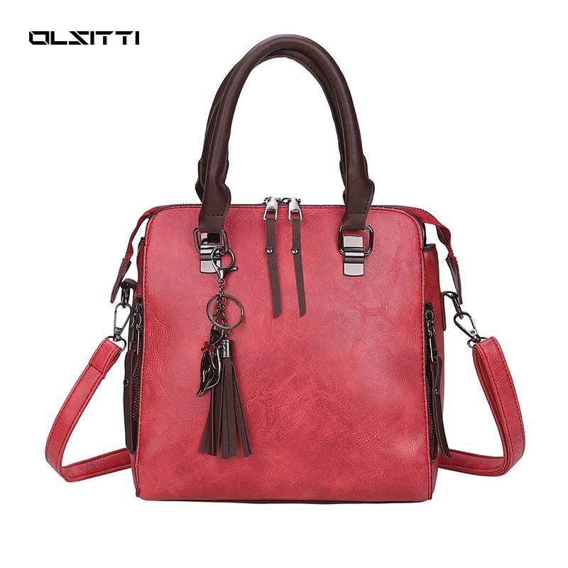 Offre Spéciale Vintage EN CUIR PU Sacs À Bandoulière Pour femmes nouveaux Sacs À Bandoulière Gland Sac à Main Femme Boston Sac PRINCIPAL