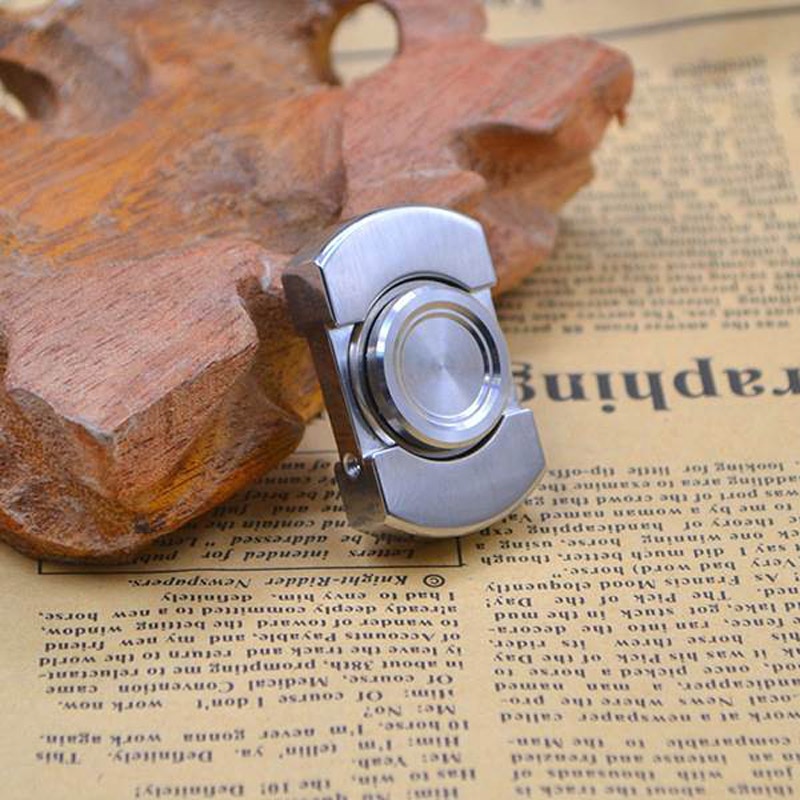 Stainless Steel Block Hand Fidget Finger Spinner Spinning Top Novelty Gryo Toys: Steel Block