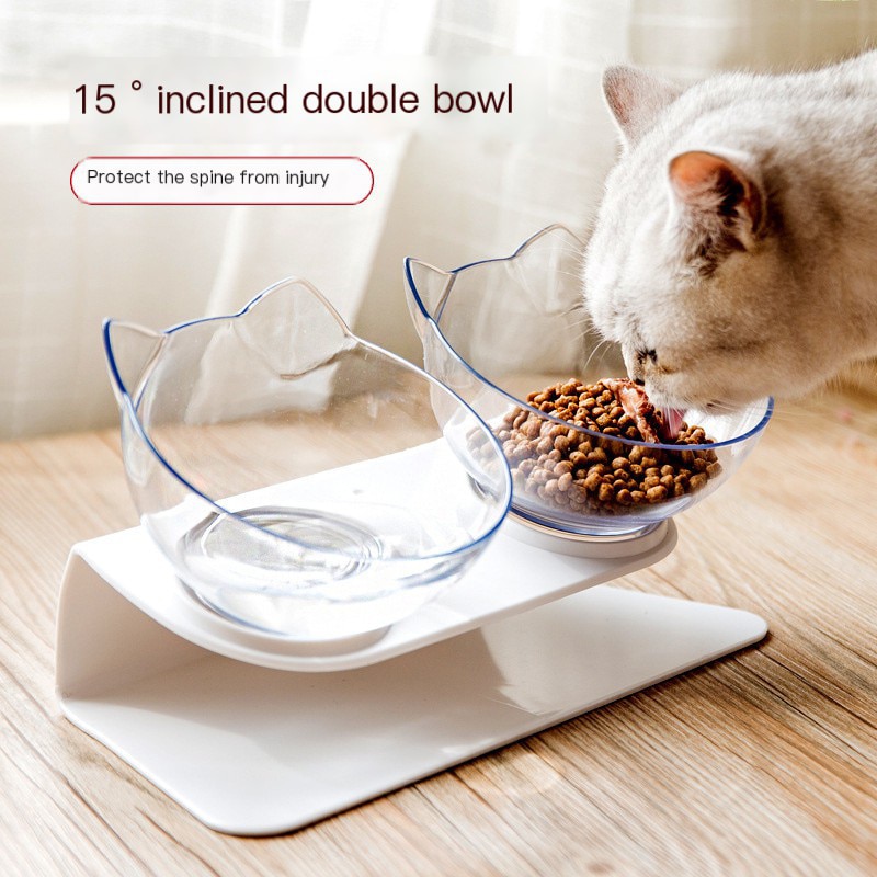 Pet Food Bowl Cat Bowl Drinking Water Eating Dog Bowl Automatic Hydration Double Bowl Cat Neck Guard Plastic Dog Eating Bowl