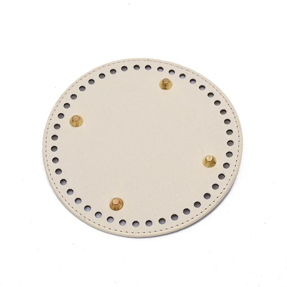 15*15cm Round Bottom For Knitted Bag PU Leather Bag Base With Holes DIY Handmade Bag Bottom Crochet Bag Bottom Accessories: Dark Khaki