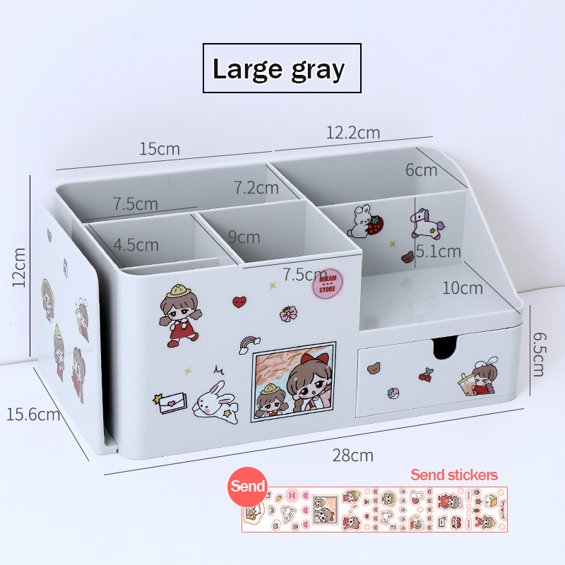 Soporte para cajones y bolígrafos de gran capacidad para estudiantes, caja de papelería creativa 2 en 1, organizador de escritorio multifuncional, soporte tipo libro: big grey
