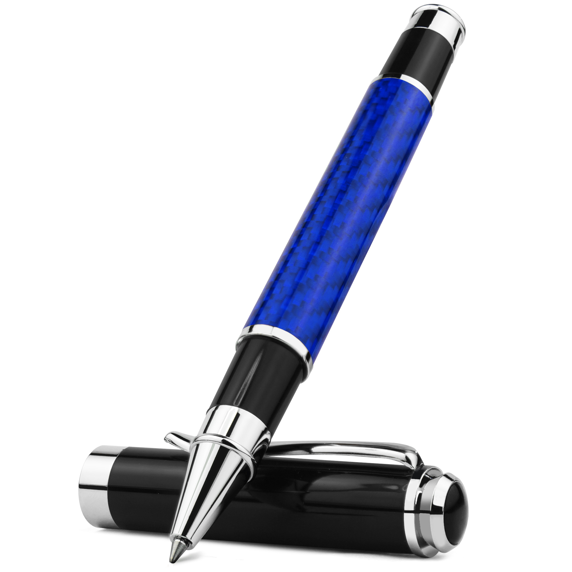 STONEGO stylo Signature en Fiber de carbone, stylos à encre Gel en métal de supérieure Micro Point 0.5mm stylo à bille d'écriture lisse à encre noire: Bleu