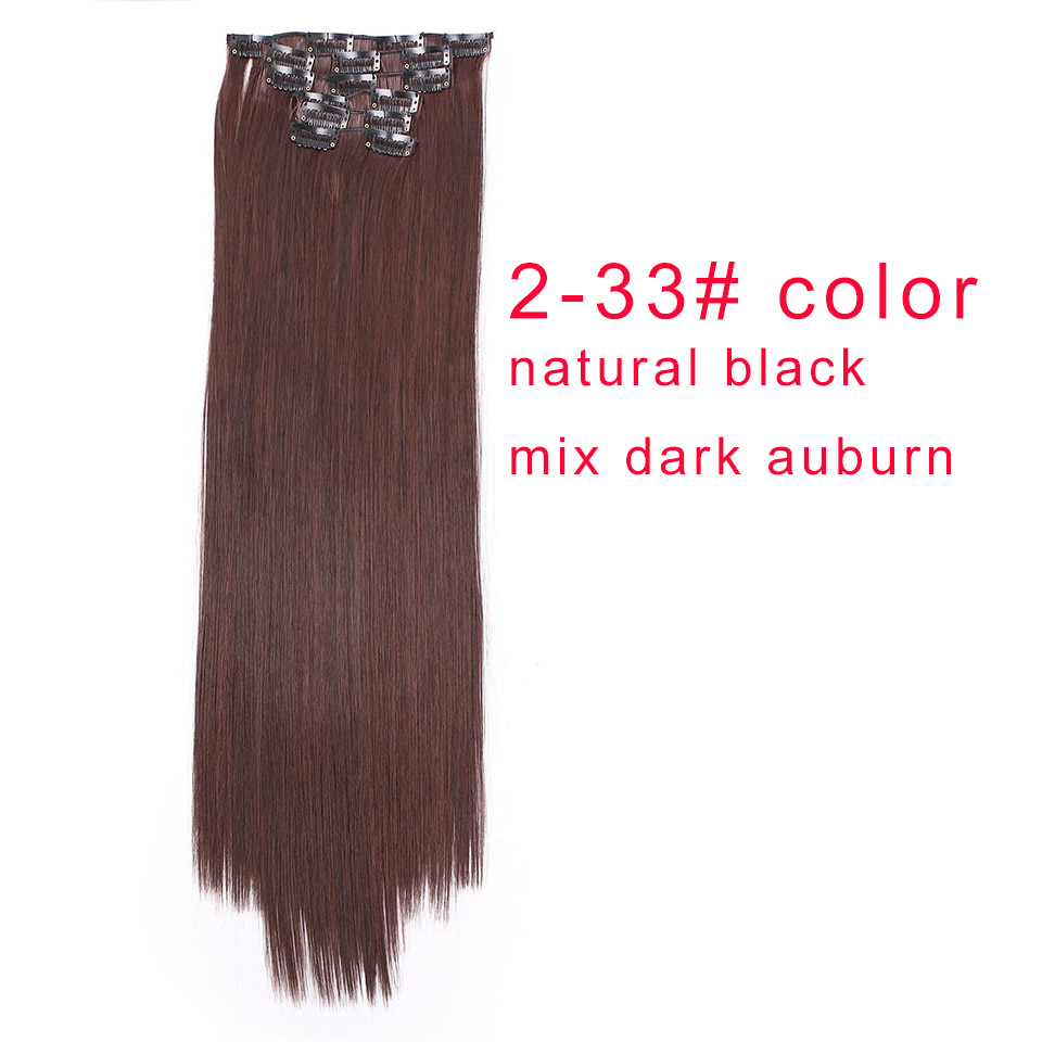 AISI QUEENS Clips In Hair Extension Long Straight Hair Clips for Women 8pcs/set Synthetic 16 Clips In Hair Extensions: 2-33