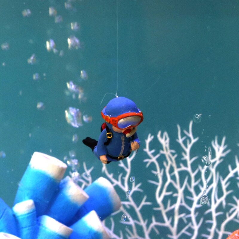 A9LB Aquarium Resin Ornaments Floating Diver Decorations Betta Fish Tank Accessories Landscape Decor 2.55x1.18x1.37 Inches