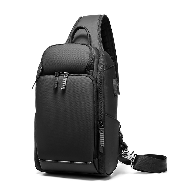 Anti-diefstal mannen Schoudertas Grote Capaciteit Crossbody Tassen Mannelijke Mode Zwart USB Opladen Waterdichte Sling Bag voor korte Trip: Default Title