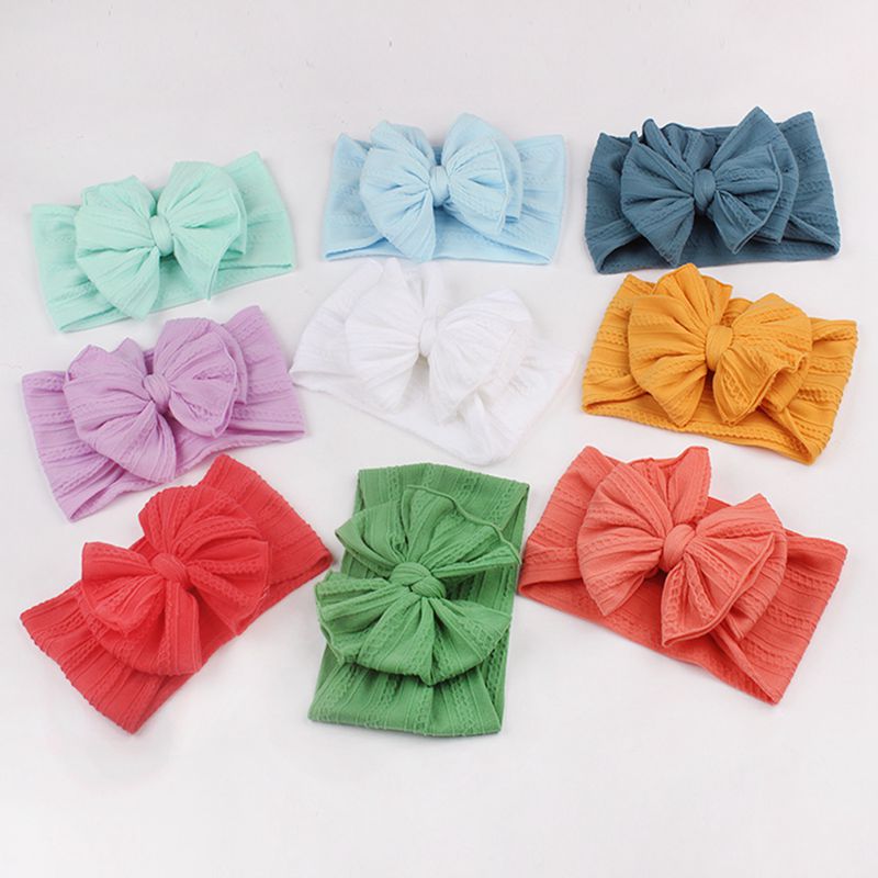 Cute Big Bowknote Baby Girl Headband Solid Color Soft Elastic Hairband For Kids Turban Headwear Children Hair Accessories