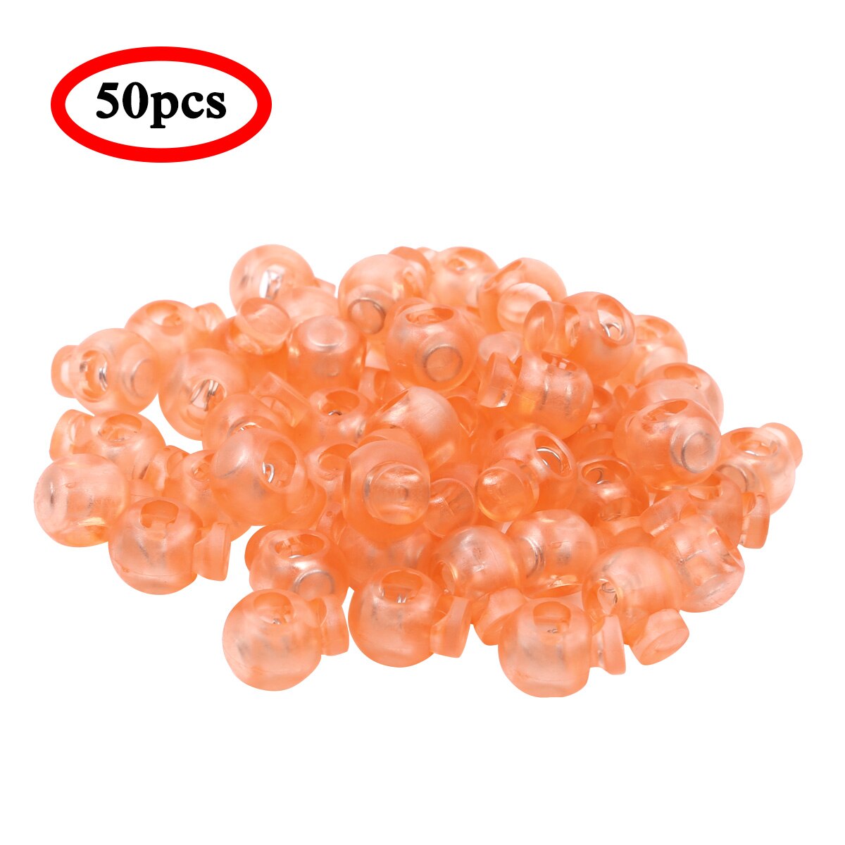 50 st /100 st sladdlås plast bygel rep klämpropp ändar rund kulform bagage snodd propp glidande fästelement: Orange