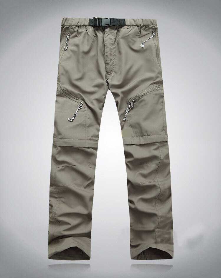 Sommer herre hurtigttørrende aftagelige vandrebukser udendørs sport åndbare bukser camping trekking fiske shorts  #0926: Grå / L