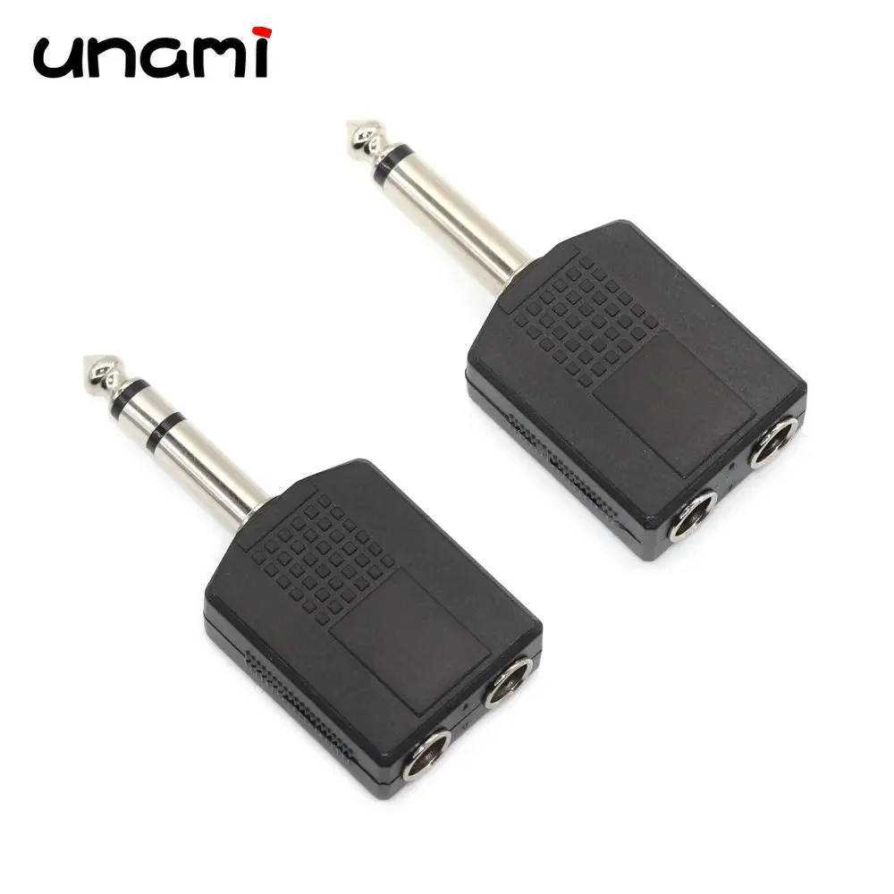 Adaptador de Audio con conector Mono de 1/4 pulgadas, conector divisor de micrófono para auriculares Mono hembra de 1/4 "y 6,35mm macho a doble 6,35 Mm