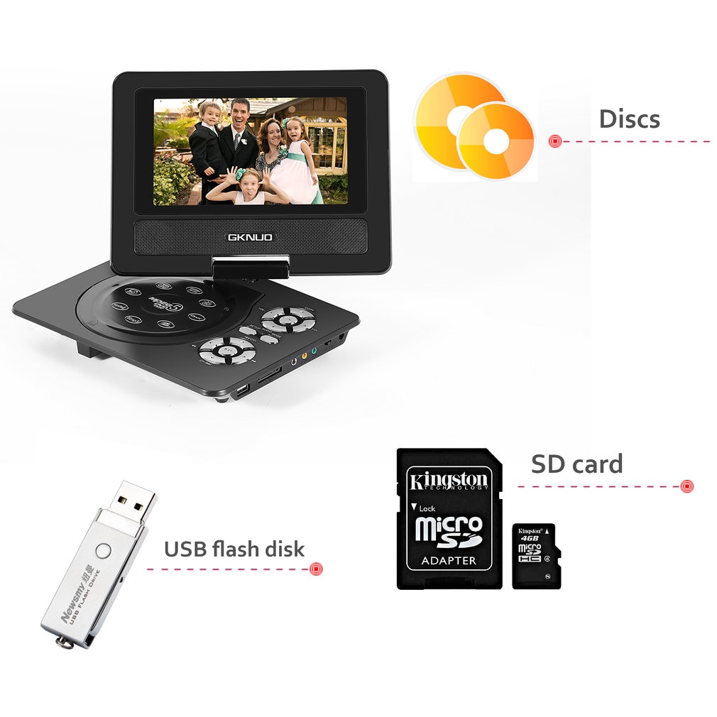 Portable DVD Player with LCD Screen Fully Compatible with MPEG4/DIVX /MP3 /DVD /VCD /CD Connection to TV