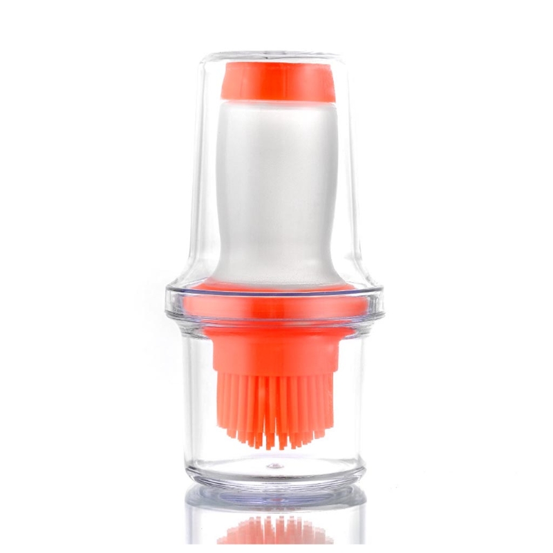 BBQ Oil Bottle Brush, Portable Silicone Oil Brush Bottle Barbecue Brush with Protective Cover Baking Great for BBQ, Picnic