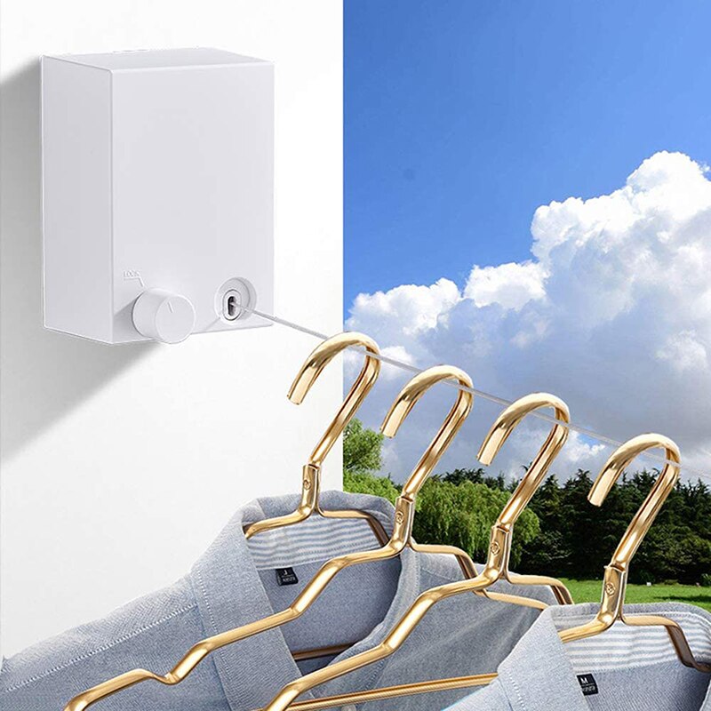 Retractable Clothesline Wall Mounted Clothes Drying Laundry Line Balcony Invisible Drying Rack with Lock To Prevent Sagging