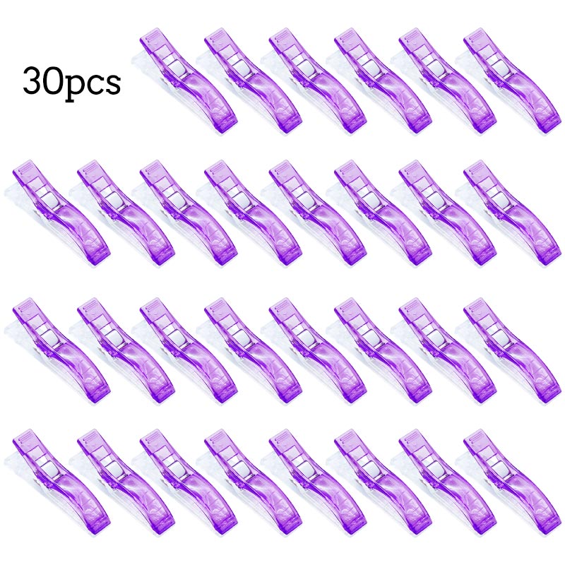 LMDZ 30/50PCS Multicolor Plastic Clips Fabric Clamps Sewing Clips Plastic Clamps Fabric Quilting Craft Sewing Knitting Clips: 30pcs Purple