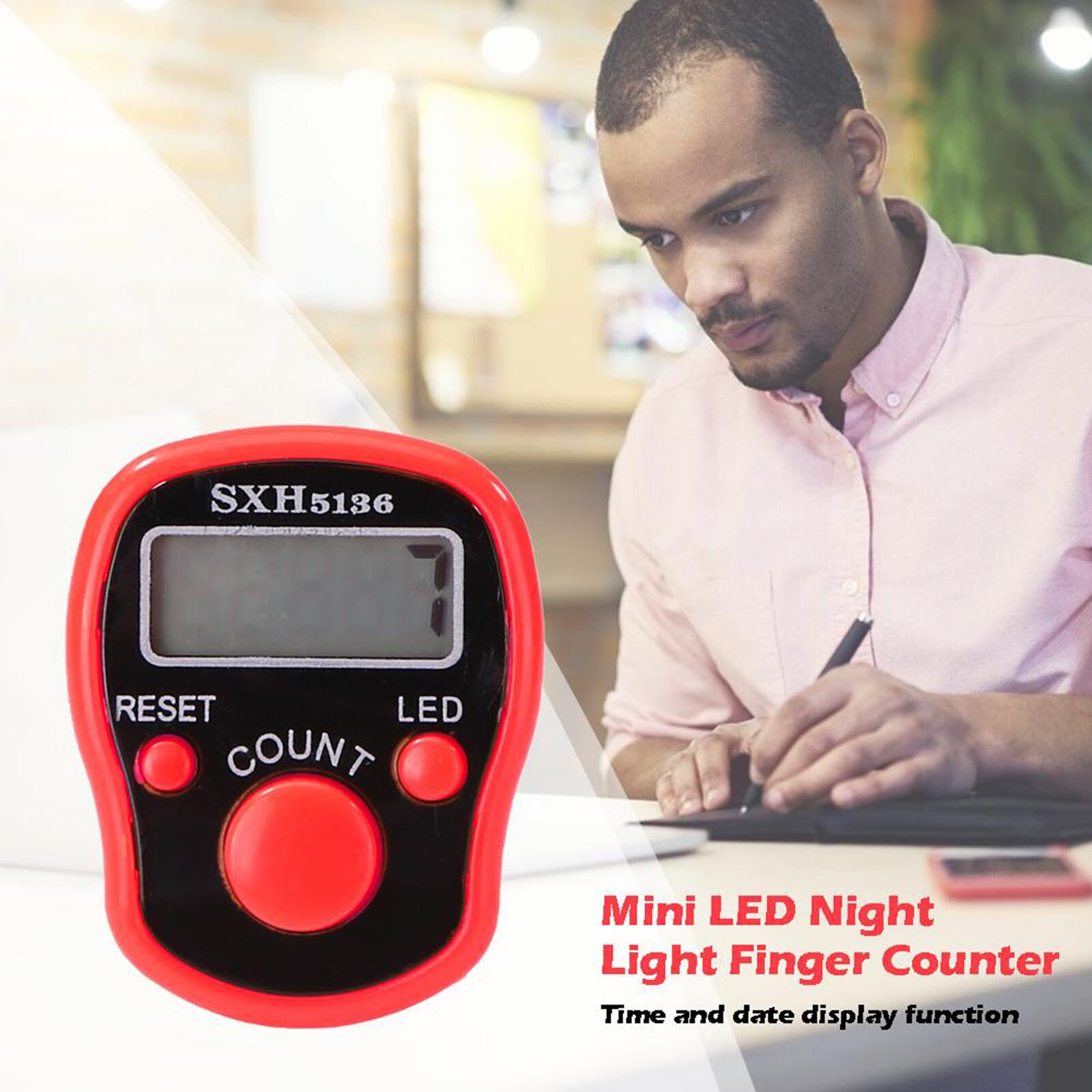 Finger counter mini counter lysande ringräknare med ledd lampa digital sport golf elektronisk chanting school för buddhism